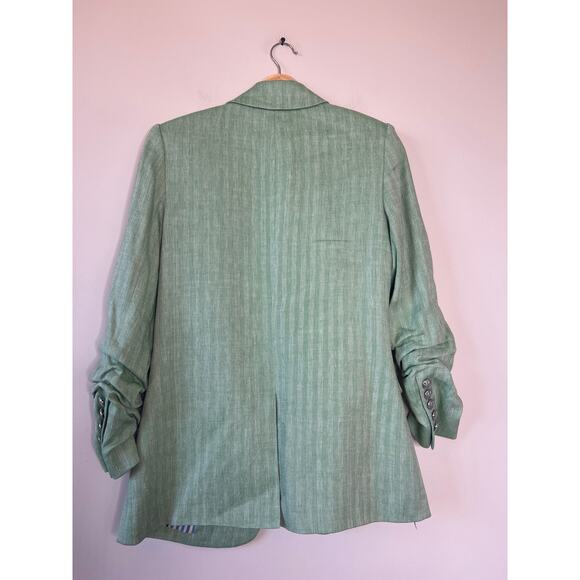 NEW Veronica Beard Long Sleeve Button Cuffs Linen Blend Jacket Green Size: 4 - Picture 6 of 7